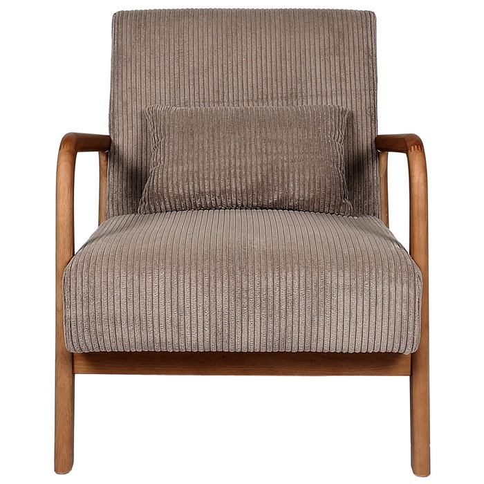 Home Deco Factory Butaca Scott Taupé Colección Cocooning Tapizado Acanalado Poliéster Piel Sintética 64.5x83.5x75 cm