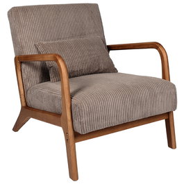 Home Deco Factory Butaca Scott Taupé Colección Cocooning Tapizado Acanalado Poliéster Piel Sintética 64.5x83.5x75 cm