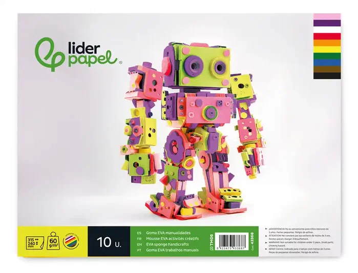 Liderpapel Bloc trabajos manuales goma eva 240x315mm 10 hojas colores surtidos