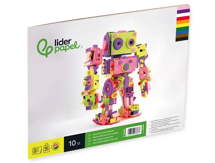 Liderpapel Bloc trabajos manuales goma eva 240x315mm 10 hojas colores surtidos