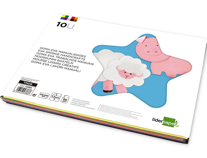 Liderpapel Bloc trabajos manuales goma eva 240x315mm 10 hojas colores surtidos Liderpapel Bloc trabajos manuales goma eva 240x315mm 10 hojas colores surtidos
