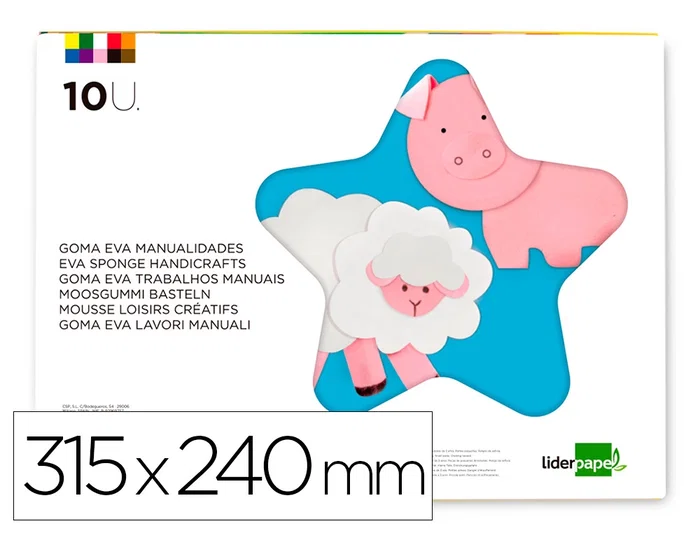 Liderpapel Bloc trabajos manuales goma eva 240x315mm 10 hojas colores surtidos Liderpapel Bloc trabajos manuales goma eva 240x315mm 10 hojas colores surtidos