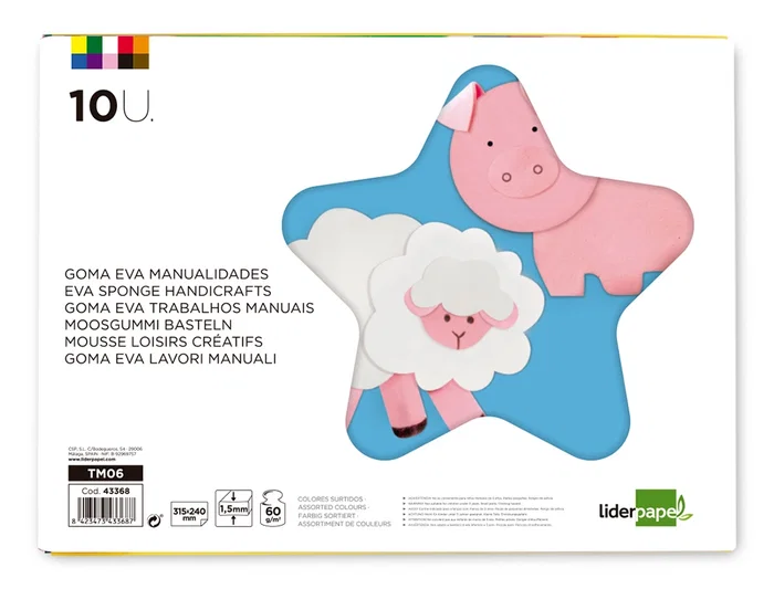 Liderpapel Bloc trabajos manuales goma eva 240x315mm 10 hojas colores surtidos Liderpapel Bloc trabajos manuales goma eva 240x315mm 10 hojas colores surtidos