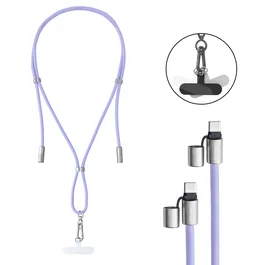 Intenso 7991003 - Collar de Teléfono 2 en 1 con Cable USB-C a USB-C 1.65m para Carga Rápida hasta 60W PD/QC, Color Púrpura