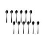 SUMMA SINXELO Cuchara Postre Satin Negro 185 mm, acero inoxidable 18%, apto lavavajillas (Set de 12)