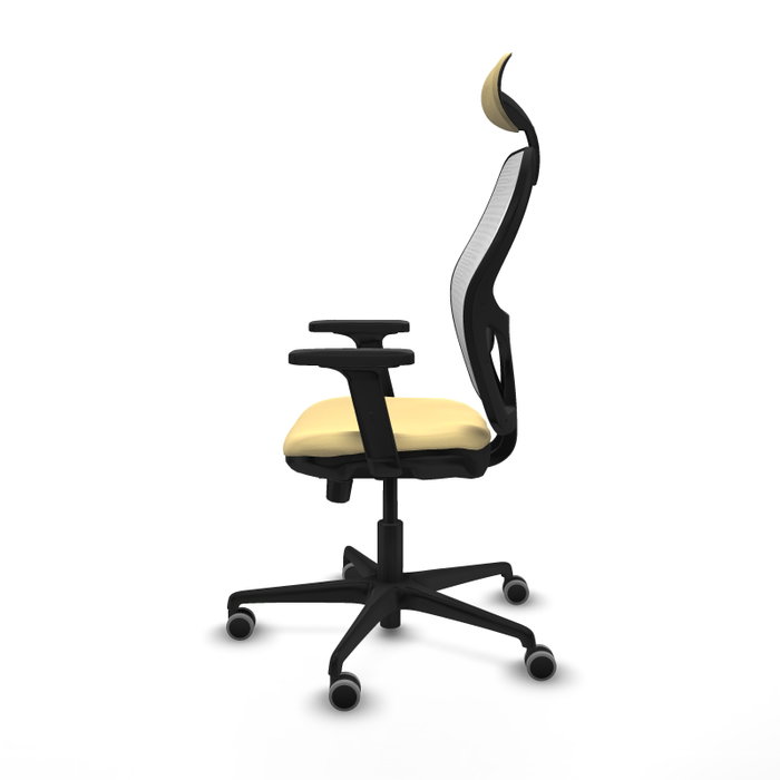 PIQUERAS Y CRESPO Silla de oficina Jorquera con mecanismo Sincro/Traslack, Crema y Blanco