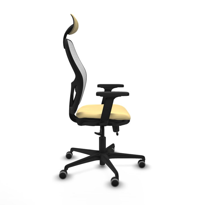 PIQUERAS Y CRESPO Silla de oficina Jorquera con mecanismo Sincro/Traslack, Crema y Blanco