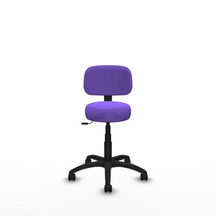 Silla de oficina Llanos con mecanismo Contacto lama tapizada con Tela color Lila. Equipada con Base poliamida negra, Sin brazos y Ruedas de nailon 50 mm