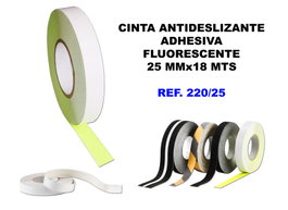 Cinta antideslizante adhesiva fluorescente 25mm x 18m