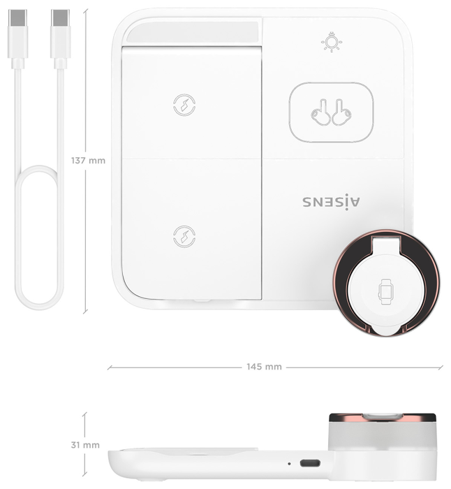 AISENS Cargador Inalámbrico 4 en 1 15W Blanco ASCH-15W4WC061-W AISENS Cargador Inalámbrico 4 en 1 15W Blanco ASCH-15W4WC061-W