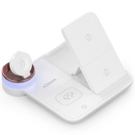 Aisens ASCH-15W4WC061-W Cargador Inalámbrico 4 en 1 15W para Móvil, Apple Watch y Auriculares Blanco
