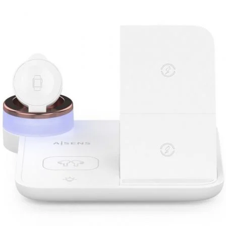 Aisens ASCH-15W4WC061-W Cargador Inalámbrico 4 en 1 15W para Móvil, Apple Watch y Auriculares Blanco