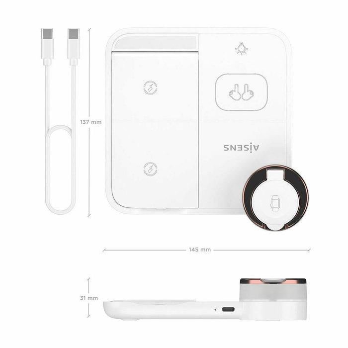 AISENS Cargador Inalámbrico 4 en 1 15W Blanco ASCH-15W4WC061-W AISENS Cargador Inalámbrico 4 en 1 15W Blanco ASCH-15W4WC061-W