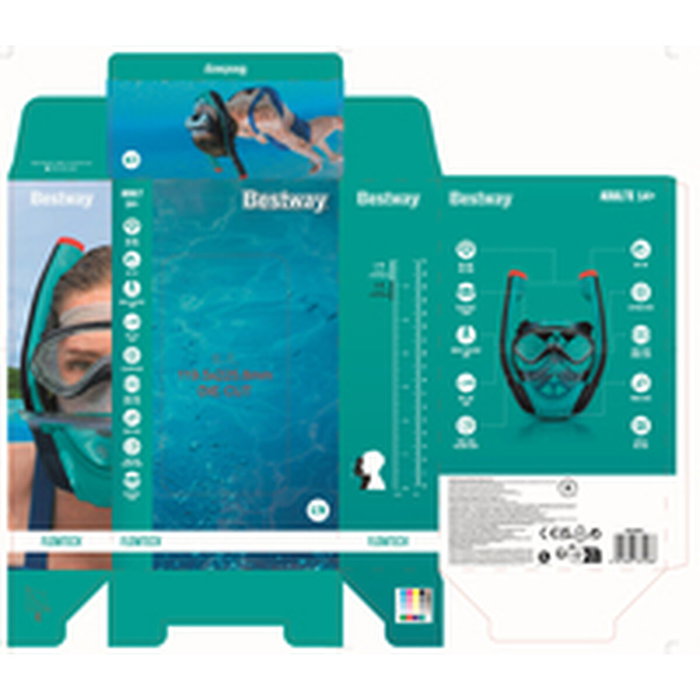 Bestway Snorkel Doble Tubo con Válvula de Purga y Antivaho L/XL