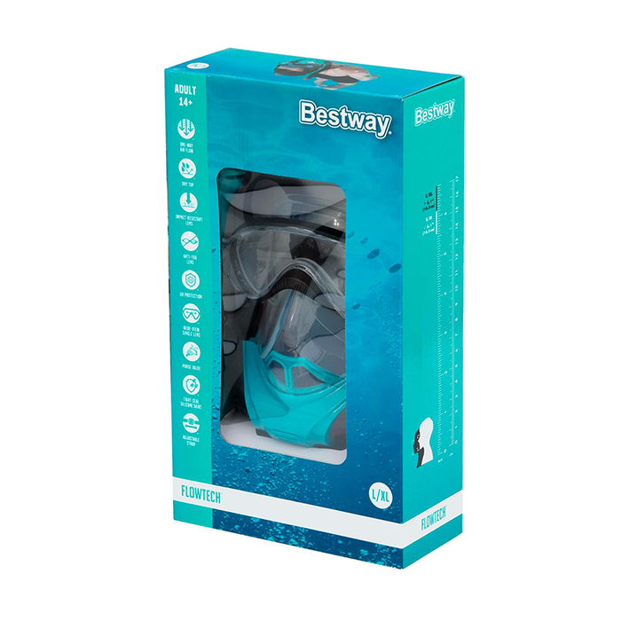 Bestway Snorkel Doble Tubo Valvula de Purga Antivaho L/XL +12 Años Playa y Piscina 24058