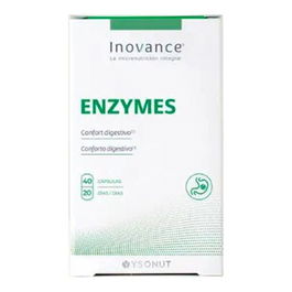 INOVANCE Enzymes 40 Cápsulas - Suplemento de Enzimas Digestivas y Calcio para Facilitar la Digestión