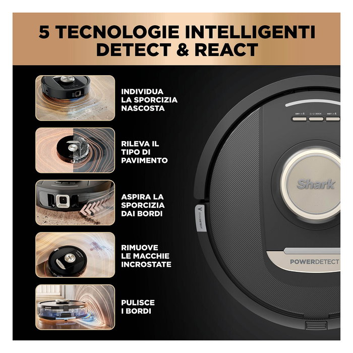 Shark RV2800ZEEU PowerDetect NeverTouch Pro Aspirador y Fregador Robot 2 en 1 Sin Bolsa con Auto-Vaciado y LiDAR, Compatible con Alexa y Google Assistant, Negro