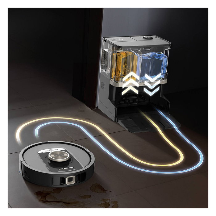 Shark RV2800ZEEU PowerDetect NeverTouch Pro Aspirador y Fregador Robot 2 en 1 Sin Bolsa con Auto-Vaciado y LiDAR, Compatible con Alexa y Google Assistant, Negro