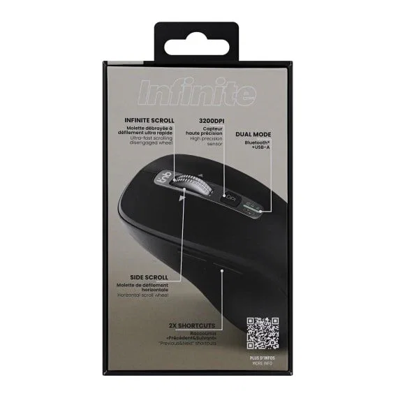 T'nB MWINFINITE Ratón Inalámbrico Bluetooth 3200 DPI Negro