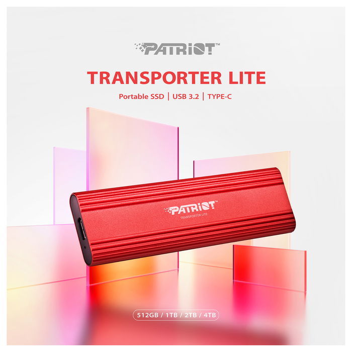 Patriot Transporter Lite 4TB SSD USB Tipo C 3.2 Gen 2 1000MB/s Rojo