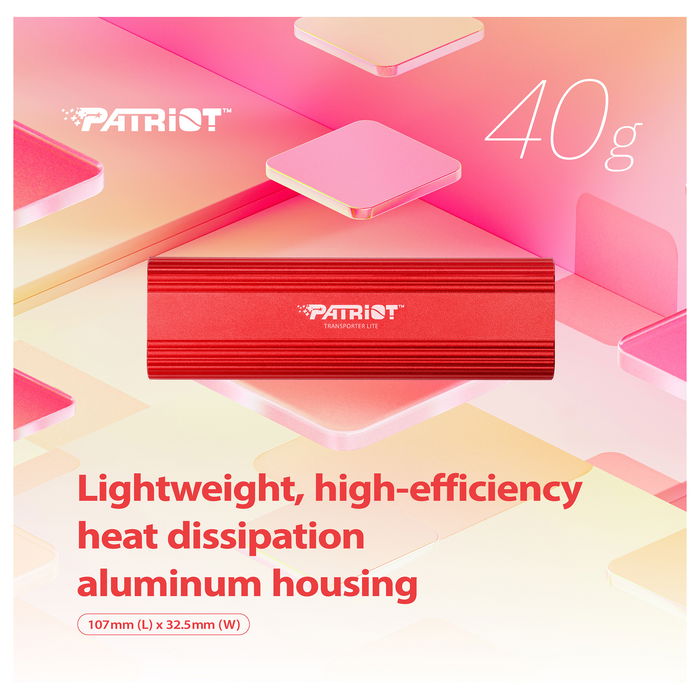 Patriot Transporter Lite 4TB SSD USB Tipo C 3.2 Gen 2 1000MB/s Rojo