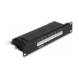 DeLOCK Panel de Conexiones Patch Panel 10" 8 Puertos Cat.6A 1U Negro - Panel de Parcheo RJ45 para Rack de 19"