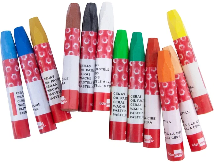 Liderpapel Lápices de cera semi blanda, colores intensos, papel antimanchas, caja 12 unidades colores surtidos