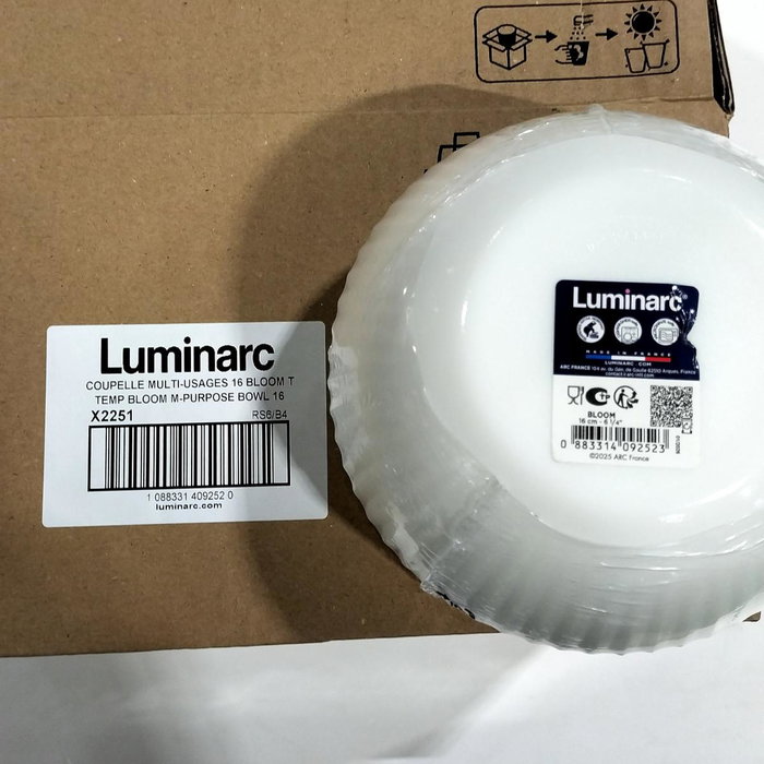 Luminarc Cuenco Multiusos Bloom Blanco 16cm de Vidrio Templado Luminarc Cuenco Multiusos Bloom Blanco 16cm de Vidrio Templado