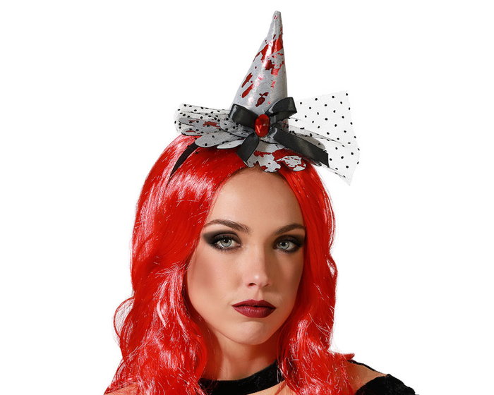 Diadema Sombrero Bruja Gris Manchas Sangre Halloween Disfraz Terror Diadema Sombrero Bruja Gris Manchas Sangre Halloween Disfraz Terror