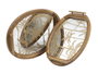 DKD Home Decor Set de 2 Bandejas de Acacia y Cristal Palmeras Marrón y Dorado