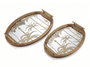 DKD Home Decor Set de 2 Bandejas de Acacia y Cristal Palmeras Marrón y Dorado