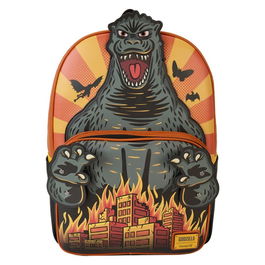 Mochila Loungefly Godzilla 45cm de Piel Vegana con Detalles Bordados y Estampados