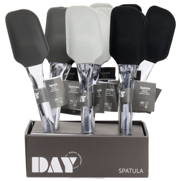 Day Espátula de Silicona con Mango de Plástico Transparente 24.5 cm Colores Surtidos