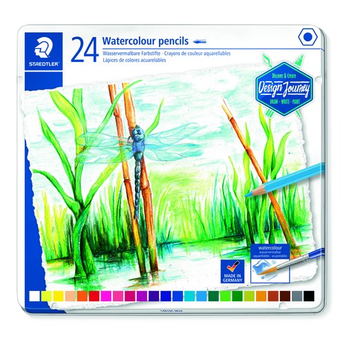 Staedtler Design Journey Lápices de Colores Acuarelables con Estuche de Metal, 24 Unidades Staedtler Design Journey Lápices de Colores Acuarelables con Estuche de Metal, 24 Unidades