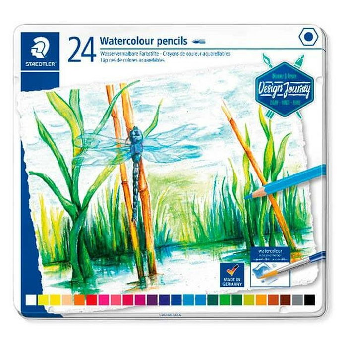 Staedtler Design Journey Lápices de Colores Acuarelables con Estuche de Metal, 24 Unidades Staedtler Design Journey Lápices de Colores Acuarelables con Estuche de Metal, 24 Unidades