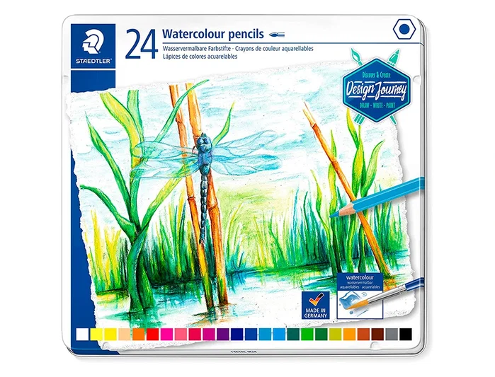 Staedtler Design Journey Lápices de Colores Acuarelables con Estuche de Metal, 24 Unidades Staedtler Design Journey Lápices de Colores Acuarelables con Estuche de Metal, 24 Unidades