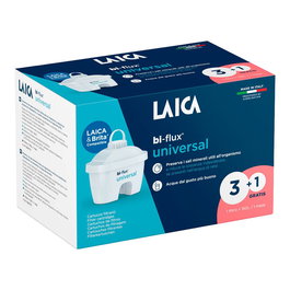 Laica Filtros Bi-flux 3 + 1 para Jarras Brita - Conserva Minerales, Reduce Cloro y Contaminantes - 150 Litros por Filtro