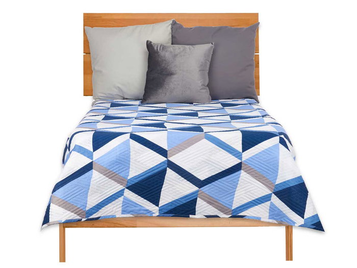 Giftdecor Colcha Cama Reversible 240x260 cm Diseño Triángulos Azules Tacto Suave Poliéster (Set de 6)
