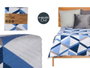 Giftdecor Colcha Cama Reversible 240x260 cm Diseño Triángulos Azules Tacto Suave Poliéster (Set de 6)