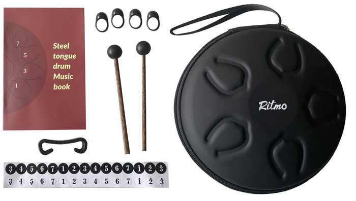 Ritmo Mini Tongue Drum 6” - 8 Notas Lotus Display Dorado Ritmo Mini Tongue Drum 6” - 8 Notas Lotus Display Dorado