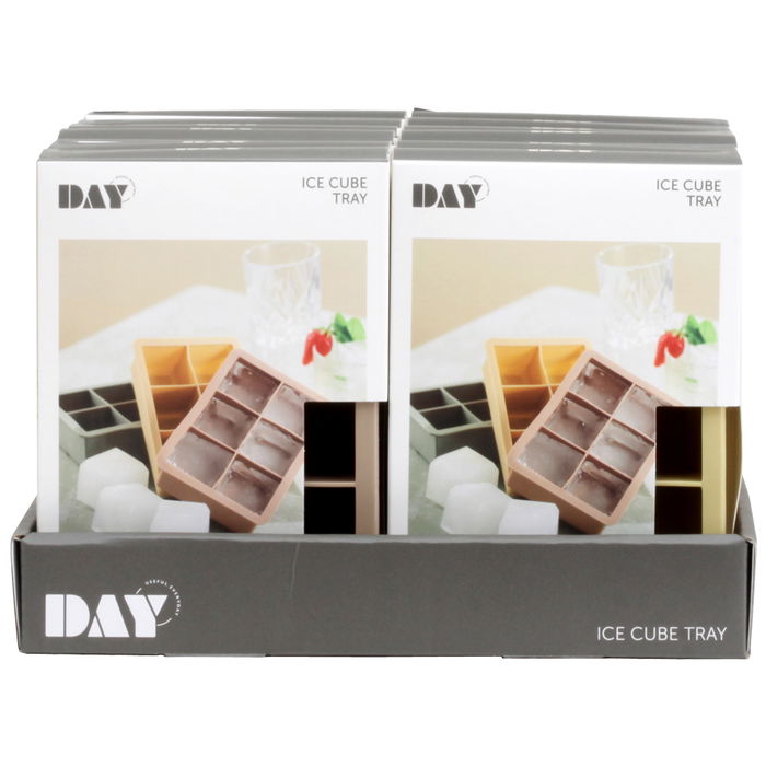 Day Molde para 6 Cubitos de Hielo Grandes 5cm, Colores Surtidos, Lavavajillas, 12x17x5cm