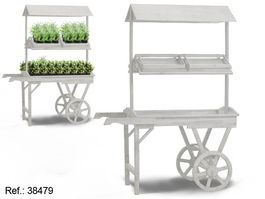 Ibergarden Expositor Madera Blanco 2 Estantes Techo 130 x 178 x 70 cm