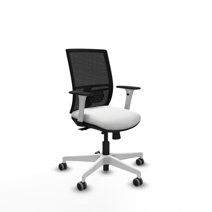 PIQUERAS Y CRESPO Silla de oficina Yunquera con mecanismo Sincro/Traslack, Tela Blanca y Malla Negra PIQUERAS Y CRESPO Silla de oficina Yunquera con mecanismo Sincro/Traslack, Tela Blanca y Malla Negra