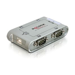 DeLOCK 4-Puertos Adapter USB 2.0 a Serial Hub, Plata, Plug and Play, Compatible con Windows 2000/XP/Server 2003/Vista