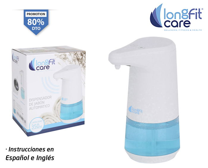 Longfit Care Dispensador Automático de Jabón 7 cm Ancho x 19 cm Alto x 12 cm Largo (2 Unidades)