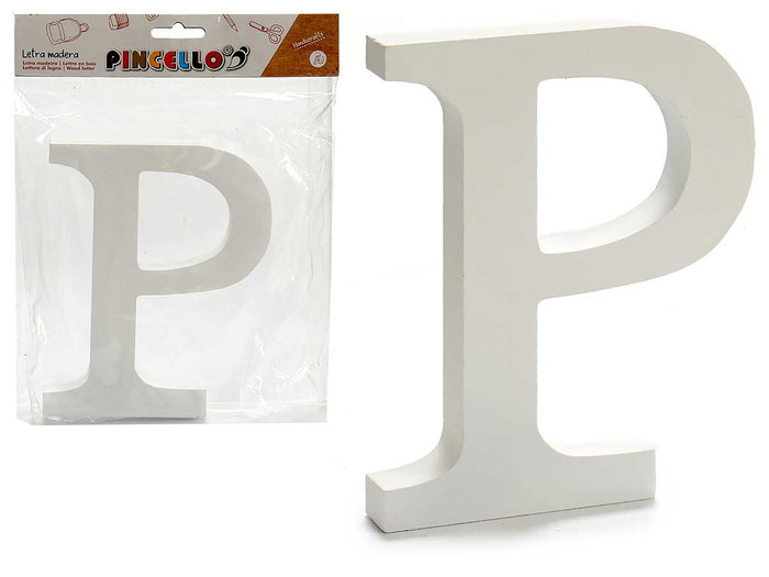 Pincello Letra P Madera Blanca 1,8x15cm Pincello Letra P Madera Blanca 1,8x15cm