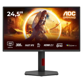 AOC Q25G4SR - Monitor Gaming 24.5" (62.2 cm) QHD 2560x1440 Fast IPS 300Hz 1ms GTG AMD FreeSync Premium HDR400, 2x HDMI 2.1, DisplayPort 1.4, Altavoces, Negro/Rojo