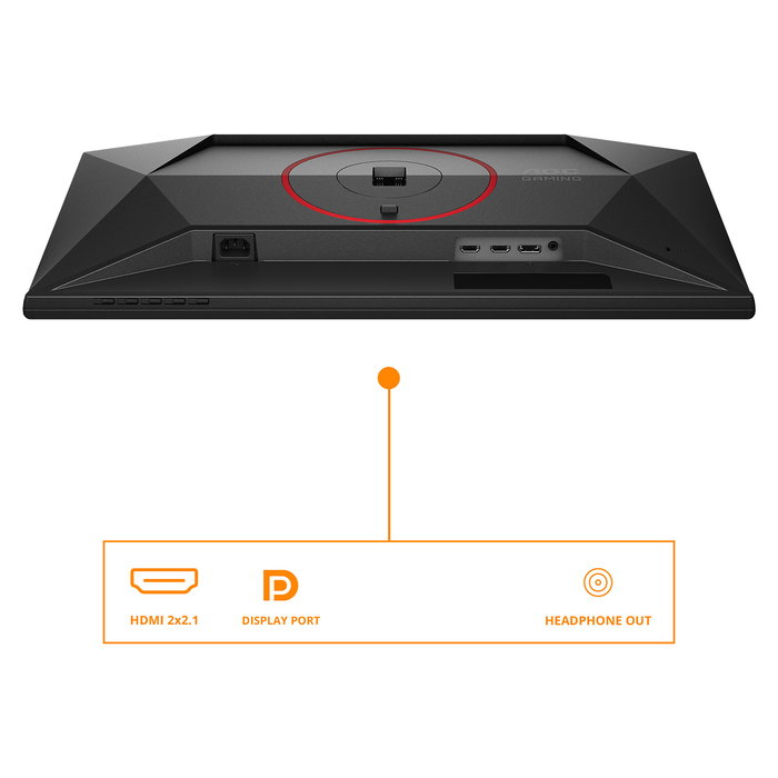 AOC Q25G4SR - Monitor Gaming 24.5" (62.2 cm) QHD 2560x1440 Fast IPS 300Hz 1ms GTG AMD FreeSync Premium HDR400, 2x HDMI 2.1, DisplayPort 1.4, Altavoces, Negro/Rojo