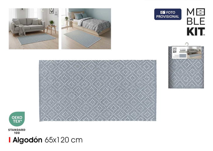 Moblekit Alfombra de Algodón 65x120cm Gris Moblekit Alfombra de Algodón 65x120cm Gris