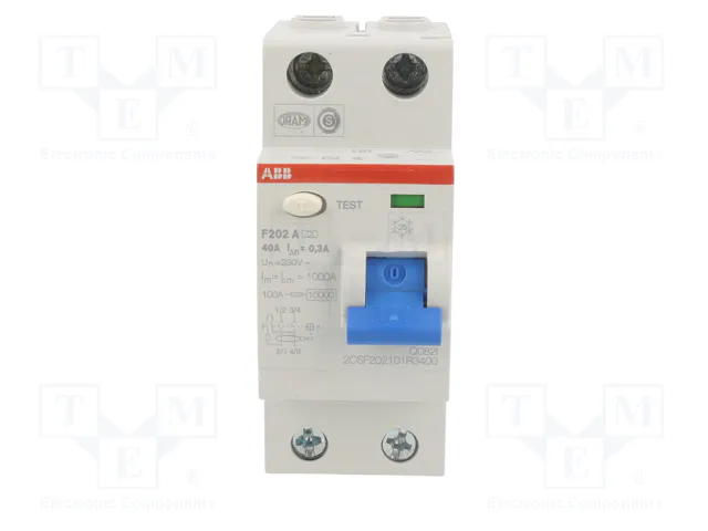 ABB F202A-40/0.3 Interruptor diferencial de 2 polos ABB F202A-40/0.3 Interruptor diferencial de 2 polos